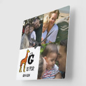 Custom monogram G is for Giraffe cute giraffes Quadratische Wanduhr (Winkel)