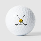Custom Monogram gelb modern Golfball (Vorderseite)