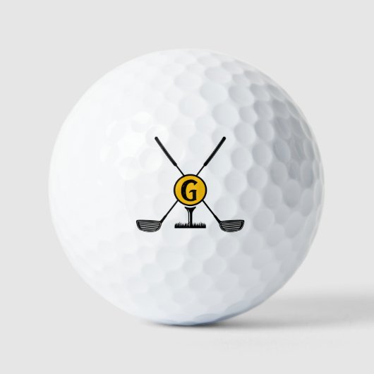 Custom Monogram gelb modern Golfball (Vorderseite)
