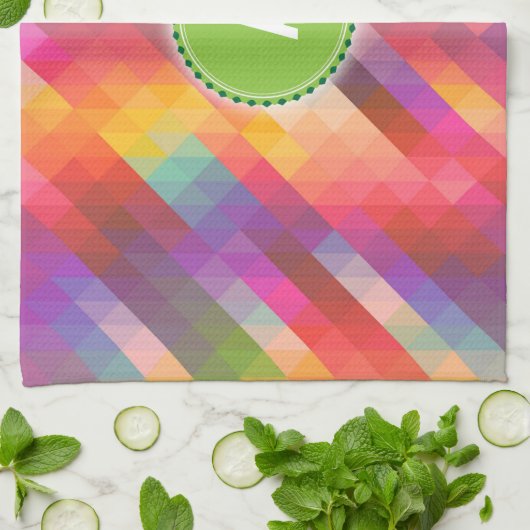 Custom Monogram Gemustert Abstrakt Geschirrtuch (Gefaltet)