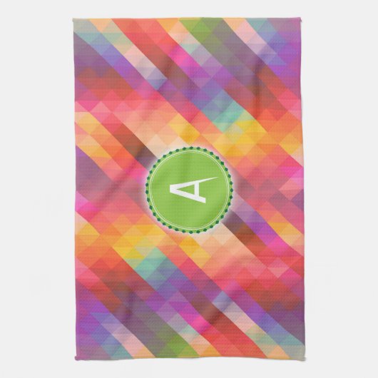 Custom Monogram Gemustert Abstrakt Geschirrtuch (Vertikal)