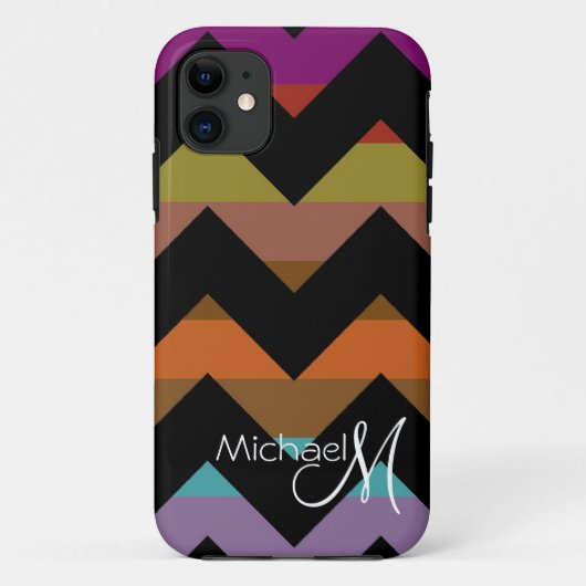 Custom Monogram Geometric Zickzack Zigzag 4 Case-Mate iPhone Hülle (Rückseite)