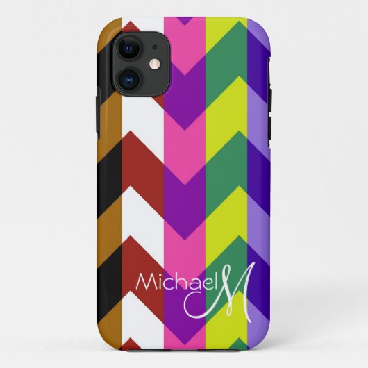 Custom Monogram Geometric Zickzack Zigzag 7 Case-Mate iPhone Hülle (Rückseite)