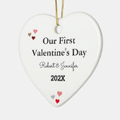 Custom Monogram Gift "Our First Valentine's Heart" Keramik Ornament (Links)