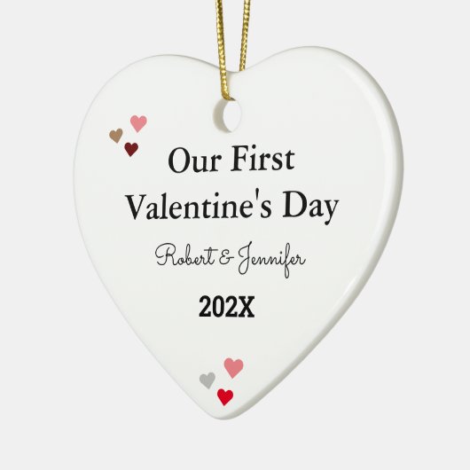 Custom Monogram Gift "Our First Valentine's Heart" Keramik Ornament (Links)