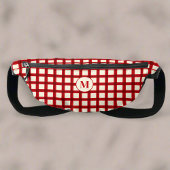 Custom Monogram Gingham Red Pattern Geometric Bauchtasche