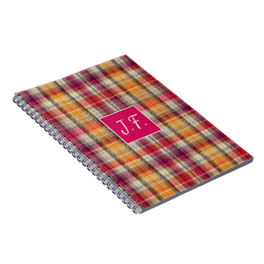 Custom Monogram Gingham Style Pattern Notizblock (Rechte Seite)
