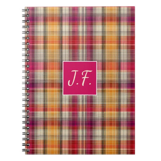 Custom Monogram Gingham Style Pattern Notizblock (Vorderseite)