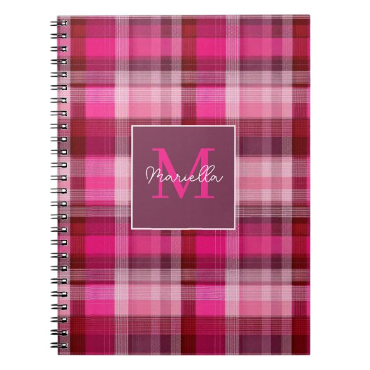 Custom Monogram Gingham Style Pattern Notizblock (Vorderseite)