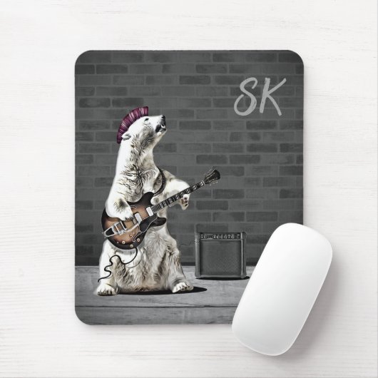 Custom Monogram Gitarre Punk Rock Bear Musiker Mousepad (Mit Mouse)
