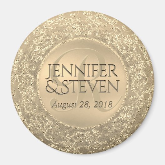 Custom Monogram Gold Glam Siegel Magnet (Vorne)