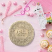 Custom Monogram Gold Glam Siegel Pappteller (Party)