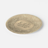 Custom Monogram Gold Glam Siegel Pappteller (Schrägansicht)