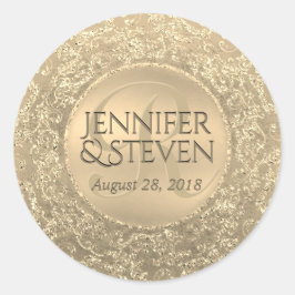 Custom Monogram Gold Glam Siegel Runder Aufkleber