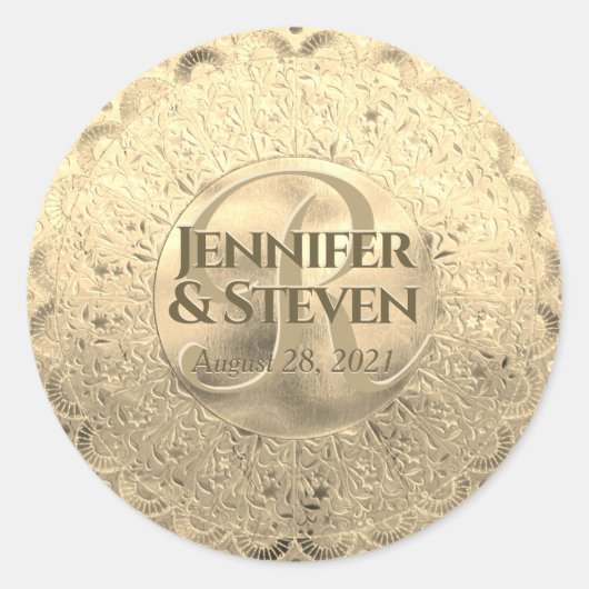 Custom Monogram Gold Glamour Siegel Runder Aufkleber (Vorderseite)