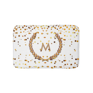 Custom Monogram Gold Glitzer Confetti Personalisie Badematte