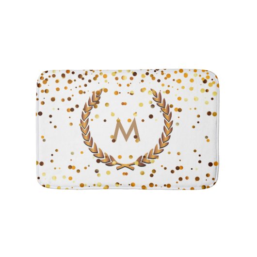 Custom Monogram Gold Glitzer Confetti Personalisie Badematte (Vorderseite)