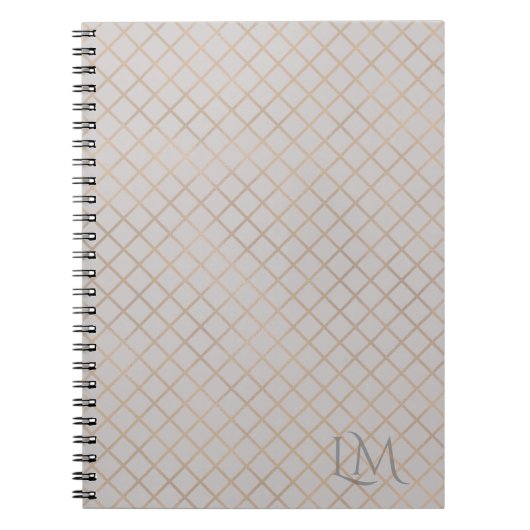 Custom Monogram Gold & Gray Taupe Notebook Notizblock (Vorderseite)