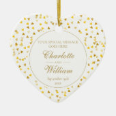 Custom Monogram Gold Hearts Confetti Wedding Keramik Ornament (Vorne)