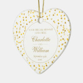 Custom Monogram Gold Hearts Confetti Wedding Keramik Ornament (Links)