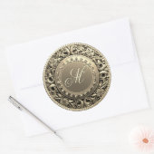 Custom Monogram Gold Siegel Runder Aufkleber (Umschlag)