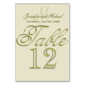 Custom Monogram Gold Table Card Tischnummer (Rückseite)
