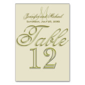 Custom Monogram Gold Table Card Tischnummer (Vorderseite)