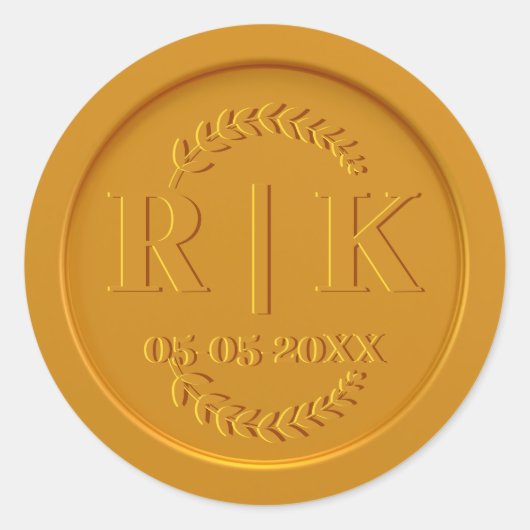 Custom Monogram Gold Wax Umschlag Aufkleber Weddin (Vorderseite)