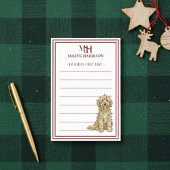 Custom Monogram Golden Doodle Holiday Geschenklist Post-it Klebezettel