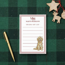 Custom Monogram Golden Doodle Holiday Geschenklist Post-it Klebezettel
