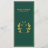 Custom Monogram Golf Theme Wedding  Menükarte (Rückseite)