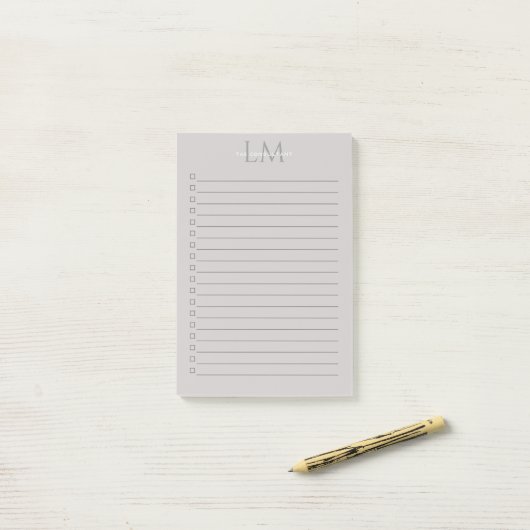 Custom Monogram Gray Taupe Post-it Klebezettel (Auf Schreibtisch)