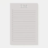 Custom Monogram Gray Taupe Post-it Klebezettel (Vorderseite)