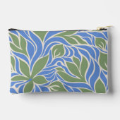 Custom Monogram Green & Blue Modern Floral Pattern Zubehörtasche (Rückseite)