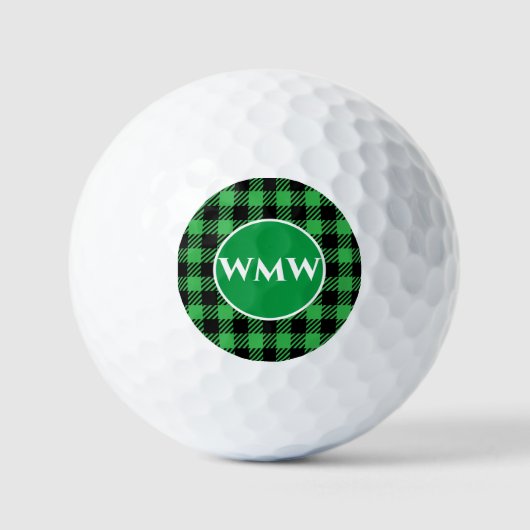 Custom Monogram Green Buffalo Karierter Golfball (Vorderseite)