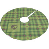 Custom Monogram Green Kariert Christmas Tree Skirt Polyester Weihnachtsbaumdecke (Schrägansicht)