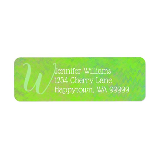 Custom Monogram Green Marble Art Rücksendeadresse (Vorne)