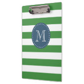 Custom Monogram Green und Navy Blue Bold Strips Klemmbrett (Links)