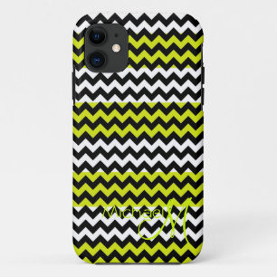 Custom Monogram Green White Zickzack Zigzag Case-Mate iPhone Hülle