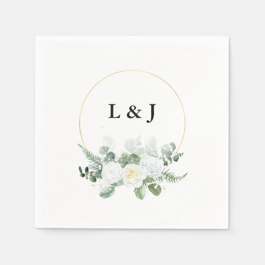 Custom Monogram Greenerity Gold Initials Wedding Serviette (Vorderseite)