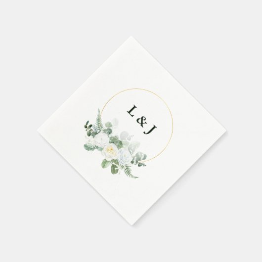 Custom Monogram Greenerity Gold Initials Wedding Serviette (Ecke)