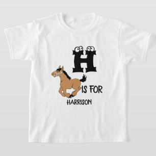 Custom monogram H ist für lustige niedliche Pferde T-Shirt