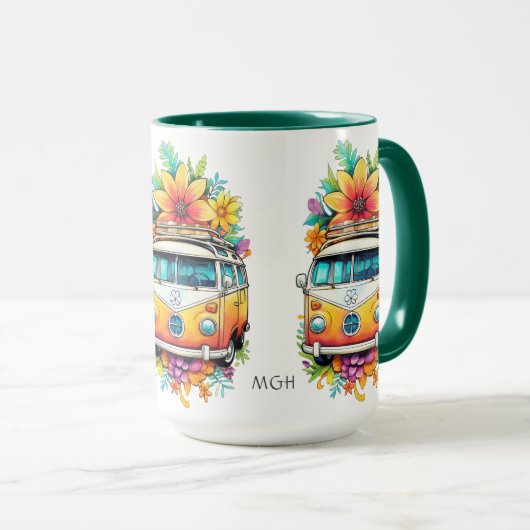Custom Monogram Hippie Van Tasse (VorderseiteRechts)