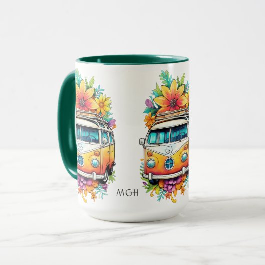 Custom Monogram Hippie Van Tasse (Vorderseite Links)