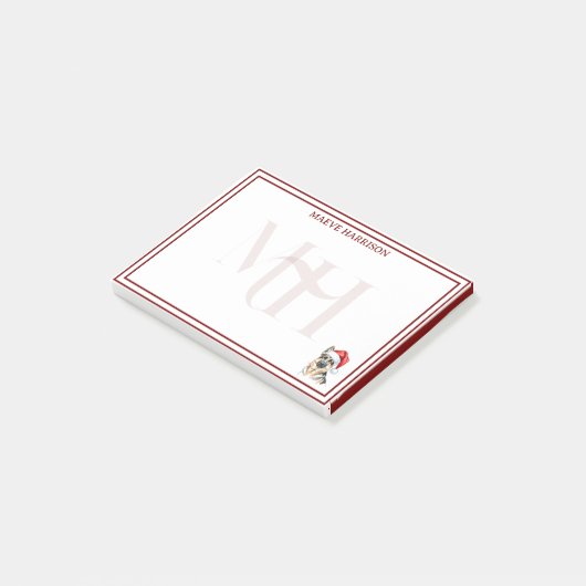 Custom Monogram Holiday German Shepherd Weihnachts Post-it Klebezettel (angewinkelt)