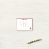 Custom Monogram Holiday Golden Doodle Rentier Post-it Klebezettel (Auf Schreibtisch)