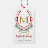 Custom Monogram Holiday Horse Shoe Geschenkanhänger (Vorderseite)