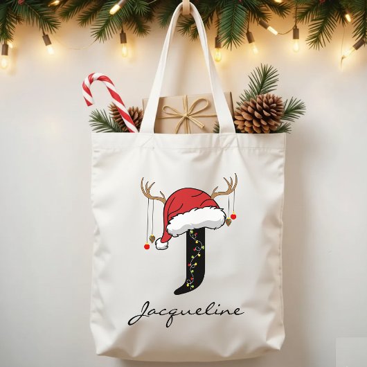 Custom Monogram Holiday Tote Bag for Friends Tragetasche