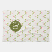 Custom Monogram Holly Weihnachtsküchentücher Geschirrtuch (Horizontal)