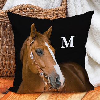 Custom Monogram Horse Foto Kissen